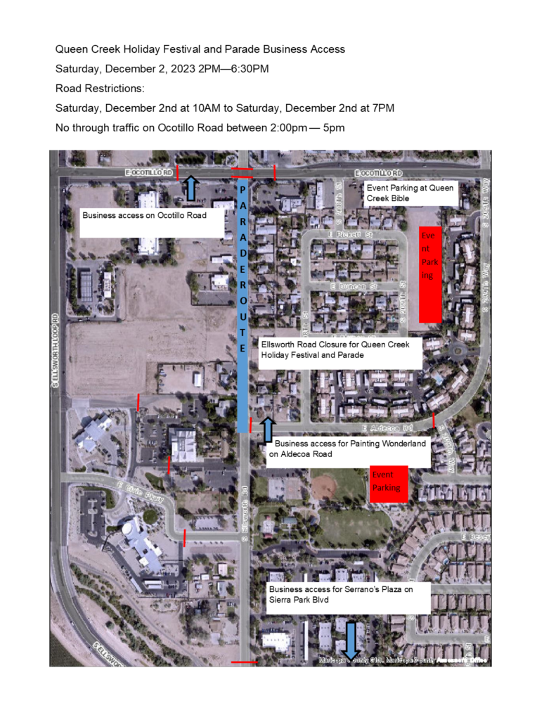 Road Closures Queen Creek Holiday Festival Parade